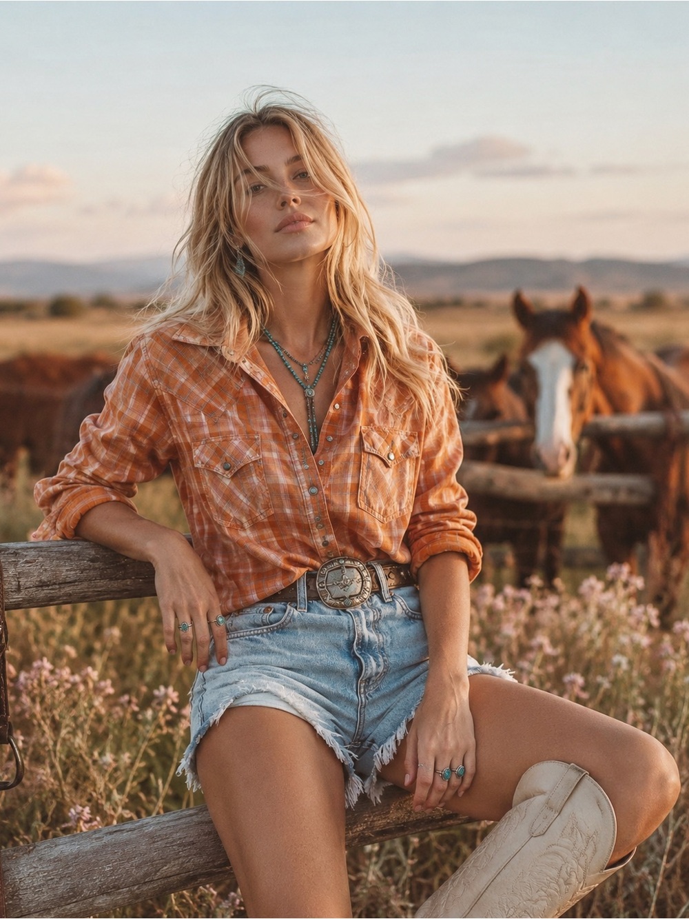 Wrangler •Calgary Stampede Western Pearl Snap • Plaid Cotton Blend • Small
